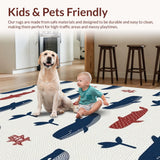 Ultra Soft Area Rug, Non Slip, Stain Resistant, Washable Area Rugs for Living Room, Bedroom, Eclectic Marine Life Design(White)
