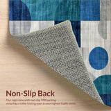 Ultra Soft Area Rug, Non Slip, Stain Resistant, Washable Area Rugs for Living Room, Bedroom, Elegant Gray Geometric Motif(Blue)