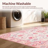 Ultra Soft Area Rug, Non Slip, Stain Resistant, Washable Area Rugs for Living Room, Bedroom, Lively Colorful Petal Print(Pink)