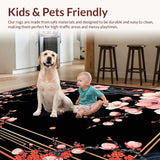 Ultra Soft Area Rug, Non Slip, Stain Resistant, Washable Area Rugs for Living Room, Bedroom, Sophisticated Multi-Tone Floral Composition(Pink)