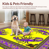 Ultra Soft Area Rug, Non Slip, Stain Resistant, Washable Area Rugs for Living Room, Bedroom, Charming Coastal Mardi Gras Vibe(Yellow)