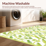 Ultra Soft Area Rug, Non Slip, Stain Resistant, Washable Area Rugs for Living Room, Bedroom, Lush Botanical Leaf Motif(White)