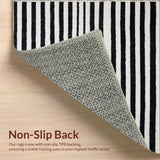 Ultra Soft Area Rug, Non Slip, Stain Resistant, Washable Area Rugs for Living Room, Bedroom, Bold Stripe Area Rug, Contrasting Hues(Black)