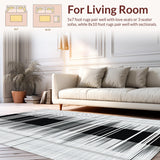 Ultra Soft Area Rug, Non Slip, Stain Resistant, Washable Area Rugs for Living Room, Bedroom, Elegant Black Geometric Symmetry(Black)