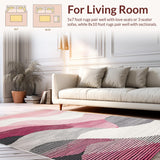 Ultra Soft Area Rug, Non Slip, Stain Resistant, Washable Area Rugs for Living Room, Bedroom, Stylish Modern Artistic Expression(Pink)