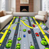 Ultra Soft Area Rug, Non Slip, Stain Resistant, Washable Area Rugs for Living Room, Bedroom, Educational City Life Journey Mat(Yellow)