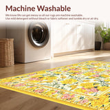 Ultra Soft Area Rug, Non Slip, Stain Resistant, Washable Area Rugs for Living Room, Bedroom, Elegant Pastel Floral Fusion(Yellow)