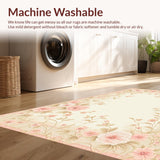 Ultra Soft Area Rug, Non Slip, Stain Resistant, Washable Area Rugs for Living Room, Bedroom, Stylish Neutral Floral Harmony(Beige)