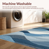 Ultra Soft Area Rug, Non Slip, Stain Resistant, Washable Area Rugs for Living Room, Bedroom, Modern Abstract Grey and Blue Fusion(Blue)