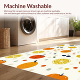 Ultra Soft Area Rug, Non Slip, Stain Resistant, Washable Area Rugs for Living Room, Bedroom, Charming Minimalist Fruit Illustration(Orange)