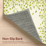 Ultra Soft Area Rug, Non Slip, Stain Resistant, Washable Area Rugs for Living Room, Bedroom, Doormat Elegant Beige Green Leaf Accents(Ivory)