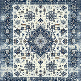 Ultra Soft Area Rug, Non Slip, Stain Resistant, Washable Area Rugs for Living Room, Bedroom, Luxurious Vintage Diamond Pattern(White)