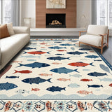 Vibrant Fish Motif Contemporary Flair(White)