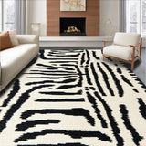 Ultra Soft Area Rug, Non Slip, Stain Resistant, Washable Area Rugs for Living Room, Bedroom, Luxury Shag Bedroom Rug Zebra Pattern Plush Easy Care(Black)