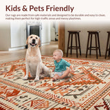 Ultra Soft Area Rug, Non Slip, Stain Resistant, Washable Area Rugs for Living Room, Bedroom, Stylish Abstract Linear Aesthetic(Orange)