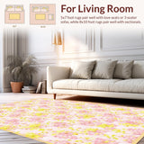 Ultra Soft Area Rug, Non Slip, Stain Resistant, Washable Area Rugs for Living Room, Bedroom, Fresh Modern Nature Embrace(Pink)