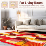 Ultra Soft Area Rug, Non Slip, Stain Resistant, Washable Area Rugs for Living Room, Bedroom, Scandinavian Inspired Bold Patterns(Red)