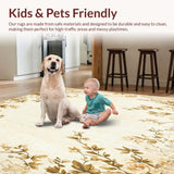Ultra Soft Area Rug, Non Slip, Stain Resistant, Washable Area Rugs for Living Room, Bedroom, Farmhouse Beige Area Vintage Floral Throw(Beige)