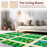 Ultra Soft Area Rug, Non Slip, Stain Resistant, Washable Area Rugs for Living Room, Bedroom, Imaginative Airport Play Mat for Kids' Bedroom(Green)