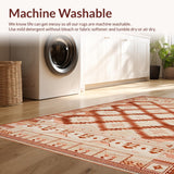 Ultra Soft Area Rug, Non Slip, Stain Resistant, Washable Area Rugs for Living Room, Bedroom, Chic Modernist Diamond Arrangement(Red)