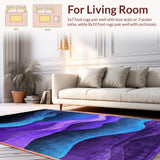 Ultra Soft Area Rug, Non Slip, Stain Resistant, Washable Area Rugs for Living Room, Bedroom, Chic Purple and Blue Harmony(Purple)