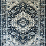 Contemporary Black and Ivory Medallion(Blue)