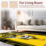 Ultra Soft Area Rug, Non Slip, Stain Resistant, Washable Area Rugs for Living Room, Bedroom, Bold Yellow Black Abstract Overlay(Yellow)