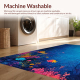 Ultra Soft Area Rug, Non Slip, Stain Resistant, Washable Area Rugs for Living Room, Bedroom, Tropical Aquatic Sanctuary Rug With Gentle Turtles Drifting Through Reefs(Blue)