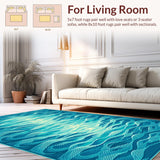 Ultra Soft Area Rug, Non Slip, Stain Resistant, Washable Area Rugs for Living Room, Bedroom, Serene Blue Aquatic Elegance(Blue)