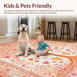 Ultra Soft Area Rug, Non Slip, Stain Resistant, Washable Area Rugs for Living Room, Bedroom, Vibrant Floral Tree Motif(White)