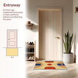 Ultra Soft Area Rug, Non Slip, Stain Resistant, Washable Area Rugs for Living Room, Bedroom, Dynamic Playful Court Design(Brown)