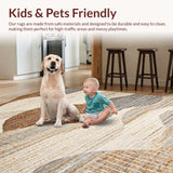 Ultra Soft Area Rug, Non Slip, Stain Resistant, Washable Area Rugs for Living Room, Bedroom, Chic Textured Coastal Aesthetic(Brown)