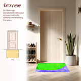 Ultra Soft Area Rug, Non Slip, Stain Resistant, Washable Area Rugs for Living Room, Bedroom, Watercolor Pattern Artistic Meditation Space Faux Fur Carpet(Green)