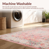 Ultra Soft Area Rug, Non Slip, Stain Resistant, Washable Area Rugs for Living Room, Bedroom, Artistic Abstract Floral Fusion(Pink)