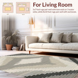 Ultra Soft Area Rug, Non Slip, Stain Resistant, Washable Area Rugs for Living Room, Bedroom, Stylish Abstract Tilework Composition(Gray)