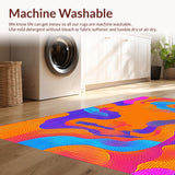 Ultra Soft Area Rug, Non Slip, Stain Resistant, Washable Area Rugs for Living Room, Bedroom, Dynamic Modern Abstract Waves(Orange)
