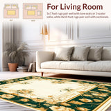 Ultra Soft Area Rug, Non Slip, Stain Resistant, Washable Area Rugs for Living Room, Bedroom, Ornate Floral Motif Area for Home Entry(Gold)