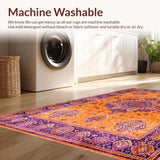 Ultra Soft Area Rug, Non Slip, Stain Resistant, Washable Area Rugs for Living Room, Bedroom, Artful Abstract Patterned Delight(Orange)