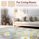 Ultra Soft Area Rug, Non Slip, Stain Resistant, Washable Area Rugs for Living Room, Bedroom, Chic Gray Floral Elegance(Gray)