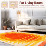 Ultra Soft Area Rug, Non Slip, Stain Resistant, Washable Area Rugs for Living Room, Bedroom, Funky Abstract Sunburst Aesthetic(Yellow)