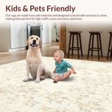 Ultra Soft Area Rug, Non Slip, Stain Resistant, Washable Area Rugs for Living Room, Bedroom, Ethereal Weave Area Ivory & Beige Tones Artistic Floral(Beige)