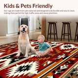 Ultra Soft Area Rug, Non Slip, Stain Resistant, Washable Area Rugs for Living Room, Bedroom, Chic Minimalist Geometric Arrangement(Red)