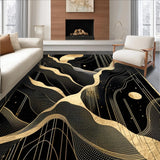 Elegant Black Gold Geometric Waves(Black)