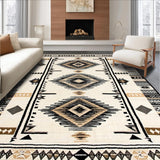 Savanna Spirit Runner with Ethnic Medallion and Geometric Stripe Area Motif(Beige)