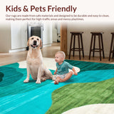 Ultra Soft Area Rug, Non Slip, Stain Resistant, Washable Area Rugs for Living Room, Bedroom, Vibrant Abstract Organic Shapes(Blue)