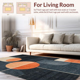 Ultra Soft Area Rug, Non Slip, Stain Resistant, Washable Area Rugs for Living Room, Bedroom, Modern Geometric Rug in Charcoal, Cream, and Peach Color Palette(Gray)