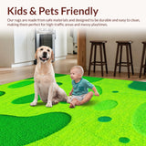 Ultra Soft Area Rug, Non Slip, Stain Resistant, Washable Area Rugs for Living Room, Bedroom, Irregular Shaped Cartoon Bedroom Carpet for Kids(Green)