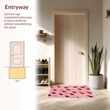 Ultra Soft Area Rug, Non Slip, Stain Resistant, Washable Area Rugs for Living Room, Bedroom, Cherry Fruit Fluffy Shower Mat for Bathtub(Pink)
