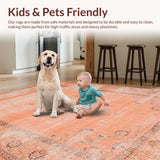 Ultra Soft Area Rug, Non Slip, Stain Resistant, Washable Area Rugs for Living Room, Bedroom, Classic Mediterranean Textured Appeal(Orange)