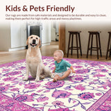 Ultra Soft Area Rug, Non Slip, Stain Resistant, Washable Area Rugs for Living Room, Bedroom, Whimsical Floral Boho Aesthetic(Ivory)